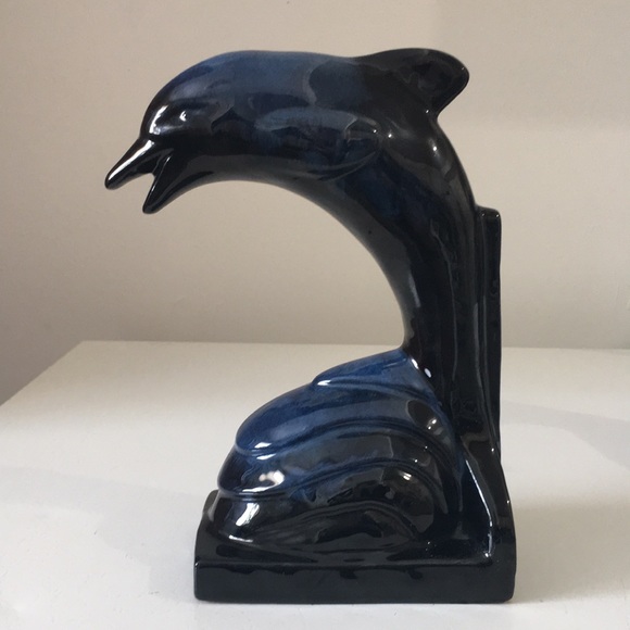 Blue Mountain Pottery Dolphin Bookends Cobalt Blue - Picture 4 of 12